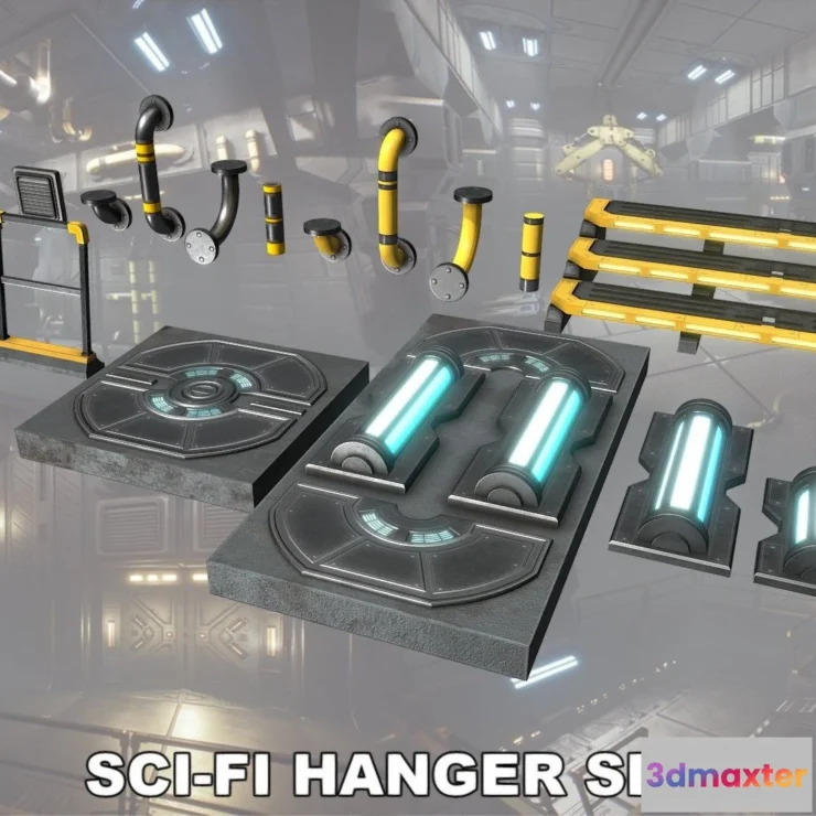 1530430 - PBR Game 3D Models - Sci Fi Asset Hangerpack 002 3D Max