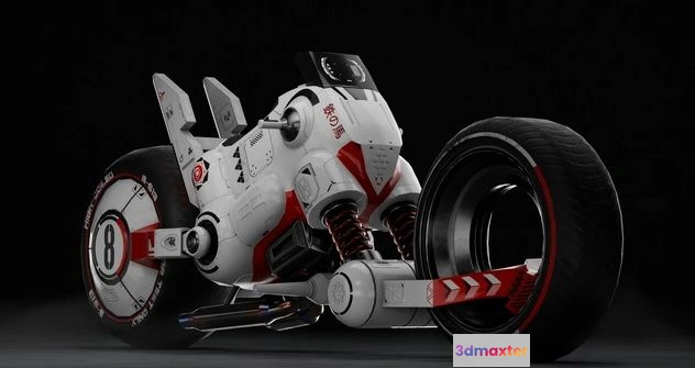 1530516 - PBR Game 3D Models - Sci-Fi Motorcycle 3D Max