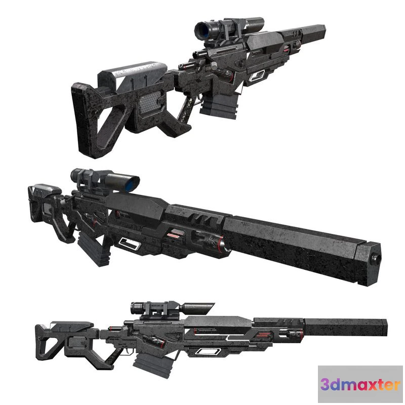1530530 - PBR Game 3D Models - Sci-Fi Sniper Rifle 3D Max