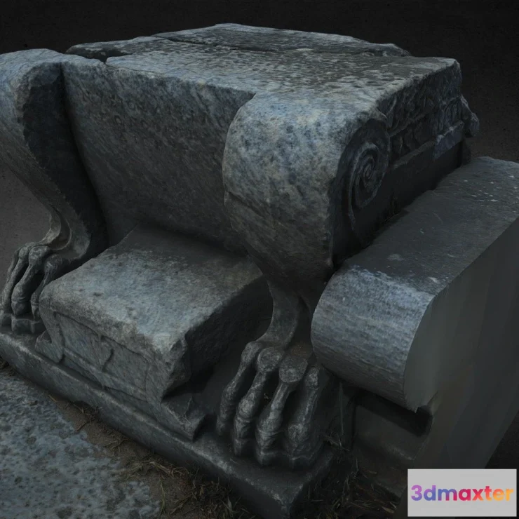 1530556 - PBR Game 3D Models - Seat Number Four From The Theatre In Priene 3D Max