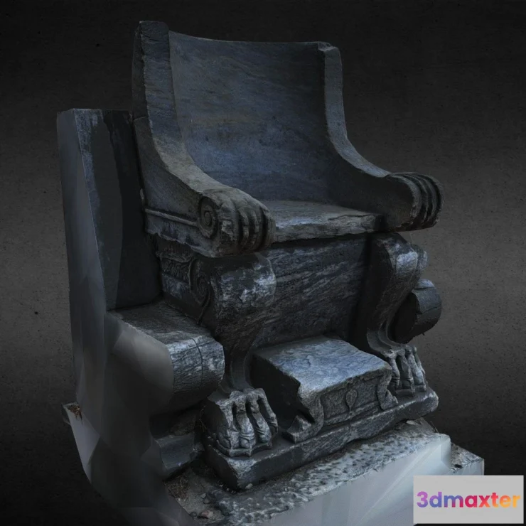 1530558 - PBR Game 3D Models - Seat Number One From The Theatre In Priene 3D Max