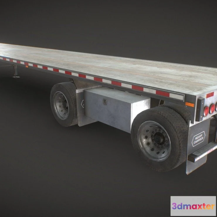 1530576 - PBR Game 3D Models - Semi Trailer Flatbed Low Poly 3D Max