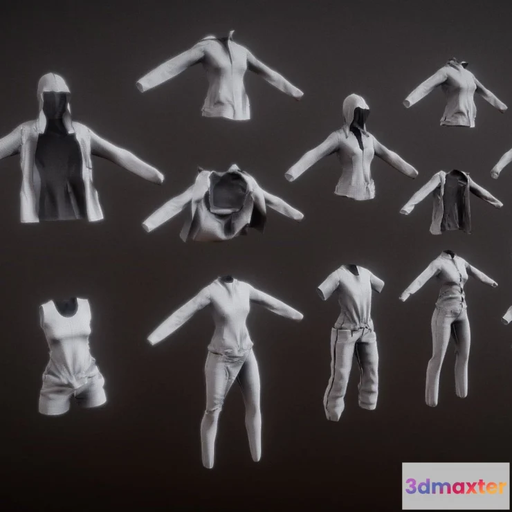 1530616 - PBR Game 3D Models - Shape Of Clothes For Ray Ii By Cloth Sim 3D Max