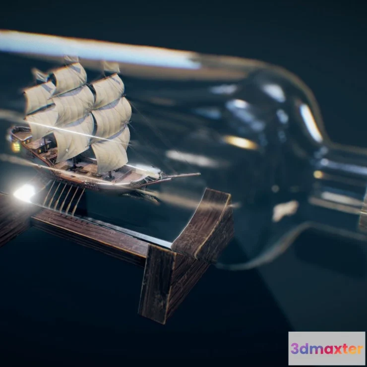 1530636 - PBR Game 3D Models - Ship In A Bottle 3D Max