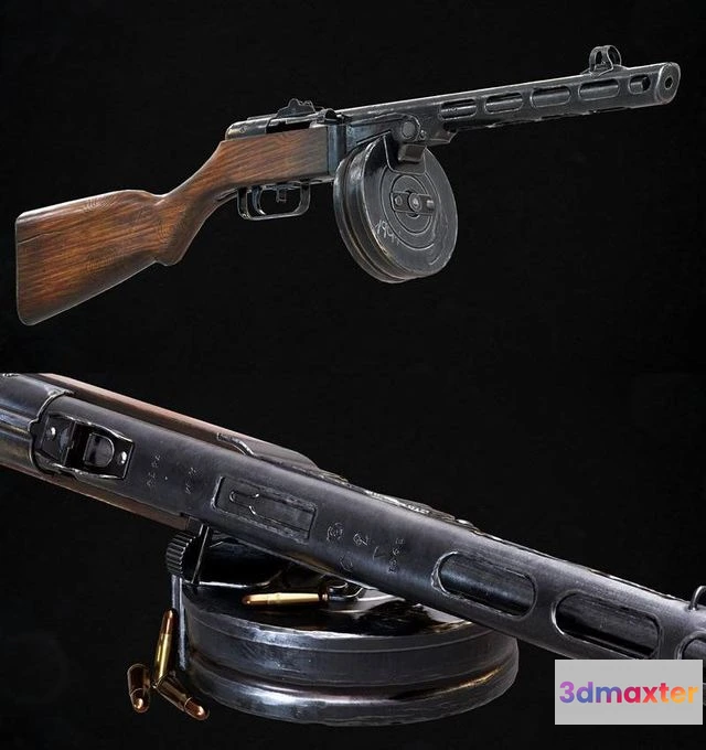1530640 - PBR Game 3D Models - Shpagin Machine Pistol 1941 3D Max