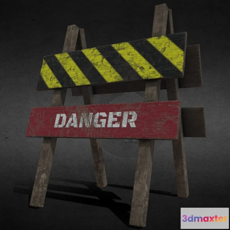 1530664 - PBR Game 3D Models - Sinal De Perigo Danger Sign 3D Max