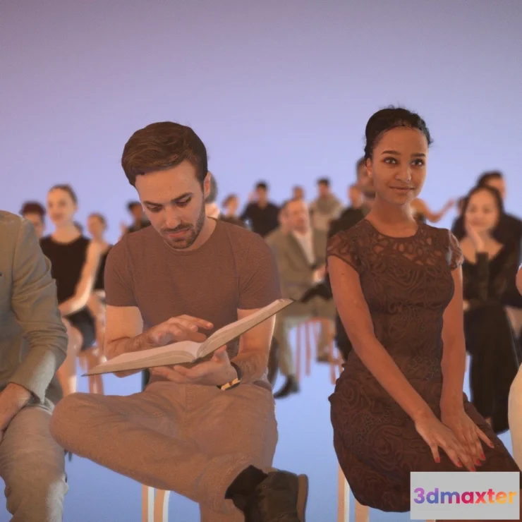 1530670 - PBR Game 3D Models - Sitting People Mix Man Woman Elegant Casual 3D Max