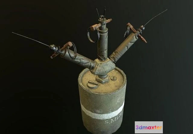 1530726 - PBR Game 3D Models - S-mine 35 German Grenade mine WW2 3D Max