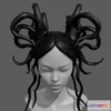 1530732 - PBR Game 3D Models - Snake Ponytail Hair Style 3D Max