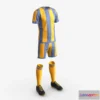 1530754 - PBR Game 3D Models - Soccer Uniform With Boots Yellow Stripes 3D Max