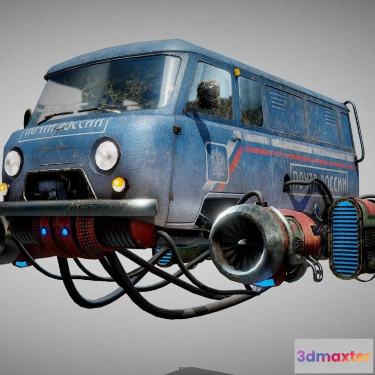 1530770 - PBR Game 3D Models - Soviet Flying Car Bukhanka 3D Max