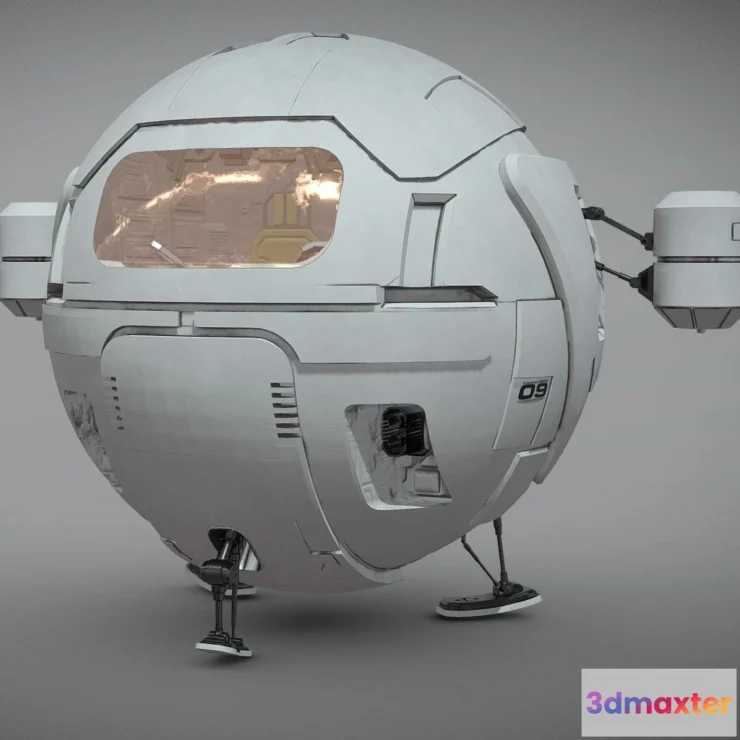 1530834 - PBR Game 3D Models - Spherical Ship 3D Max