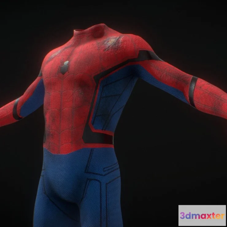 1530846 - PBR Game 3D Models - Spider Man Battle Damaged Stark Suit 3D Max