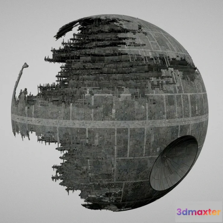 1530928 - PBR Game 3D Models - Star Wars Death Star Destroyed (2) 3D Max