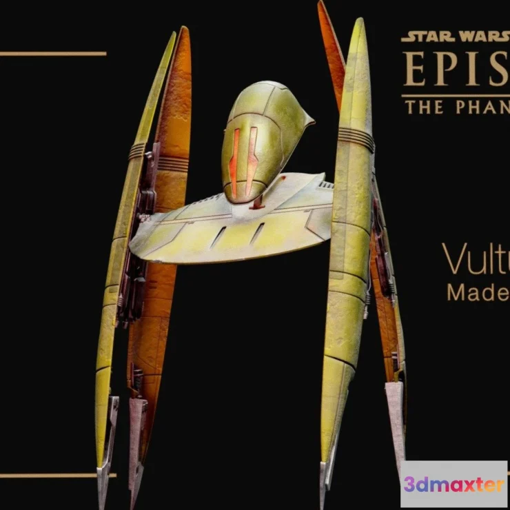 1530936 - PBR Game 3D Models - Star Wars Droid Fighter High Poly Rigged (2) 3D Max