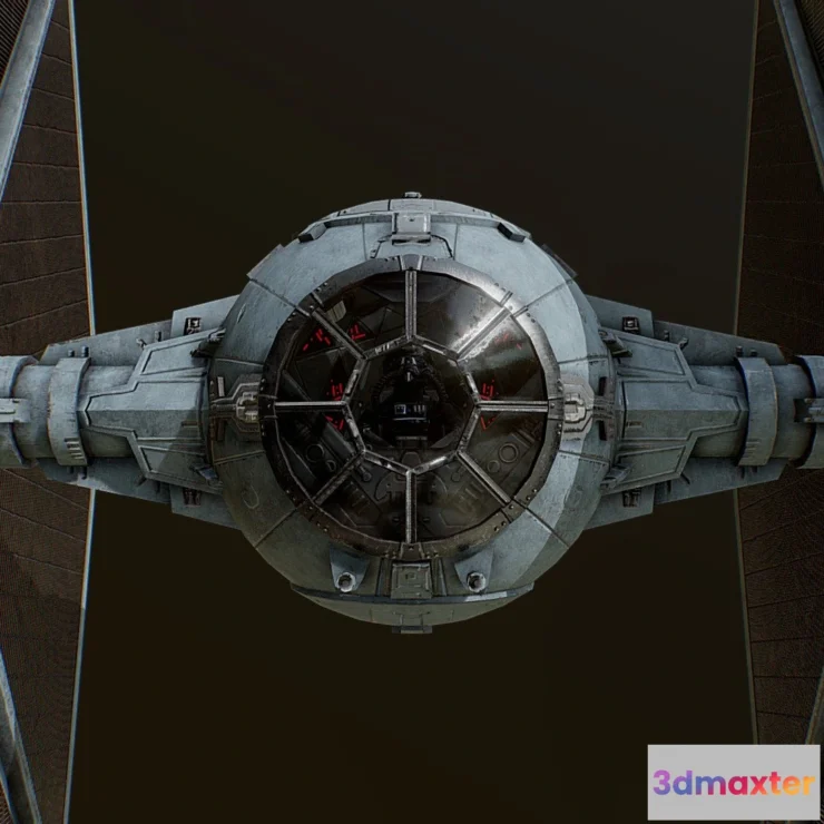 1530996 - PBR Game 3D Models - Star Wars Lowpoly Tie Fighter W Visible Cockpit 3D Max