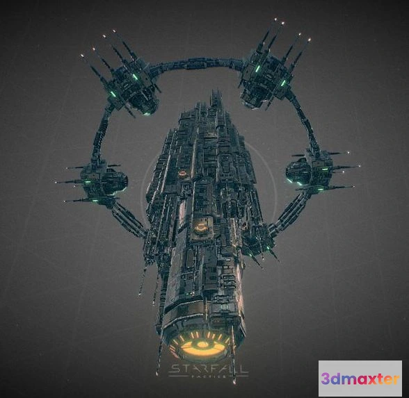 1531088 - PBR Game 3D Models - Starfall Tactics Rasputin Deprived Mothership 3D Max