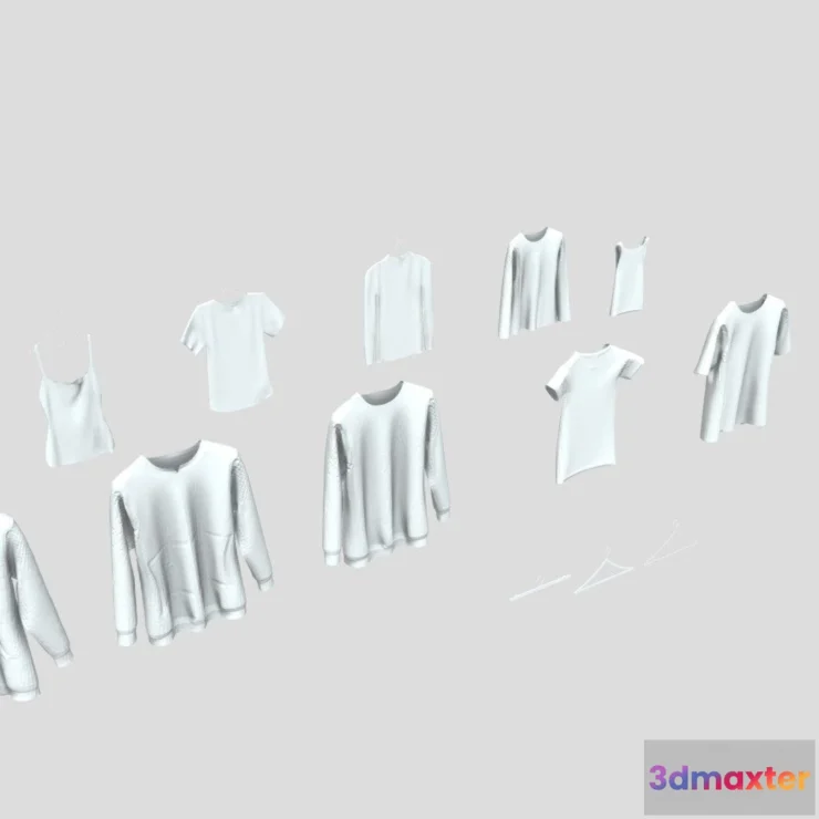1531180 - PBR Game 3D Models - 13 Hanged Shirts Store Retail Cloth Collection 3D Max