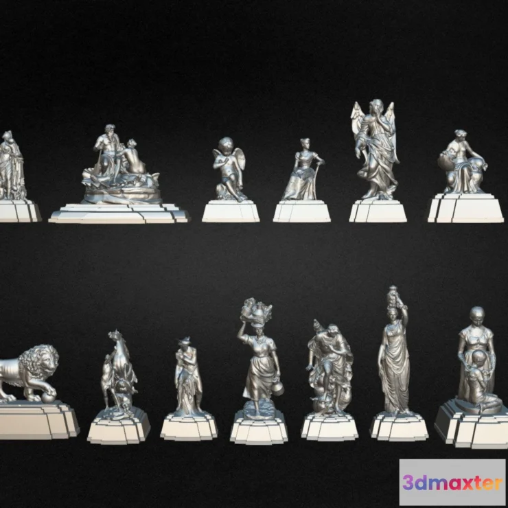 1531190 - PBR Game 3D Models - 20 Statues Kitbash Vol 02 3D Max