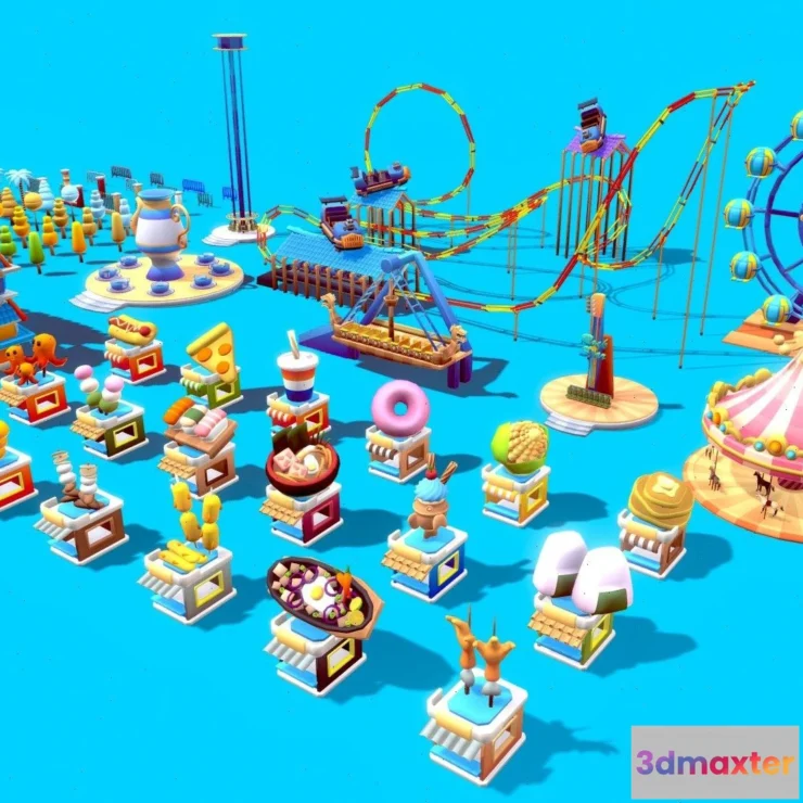 1531260 - PBR Game 3D Models - Amusement Park Asset Pack 3D Max