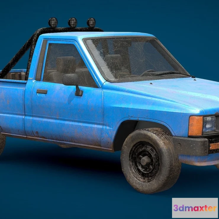 1531380 - PBR Game 3D Models - Blue Pickup Truck 3D Max
