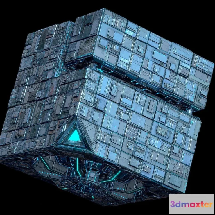 1531400 - PBR Game 3D Models - Borg Cube Space Station Ship Box Lowpoly 3D Max