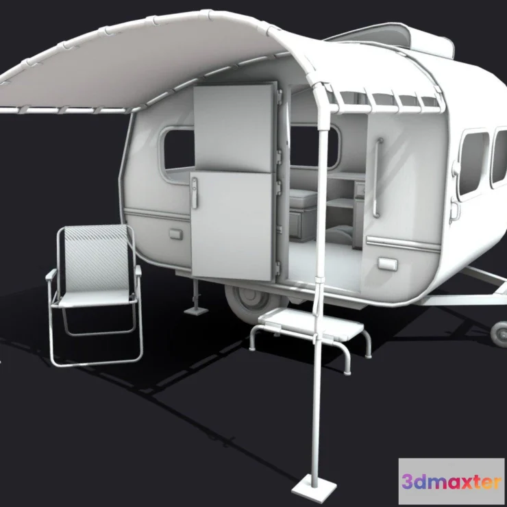 1531446 - PBR Game 3D Models - Camper Trailer 3D Max