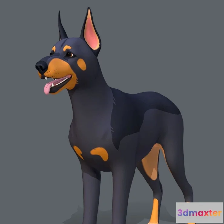 1531460 - PBR Game 3D Models - Cartoon Dog Doberman 3D Max