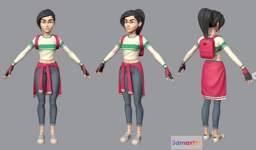 1531472 - PBR Game 3D Models - Cartoon girl 3D Max