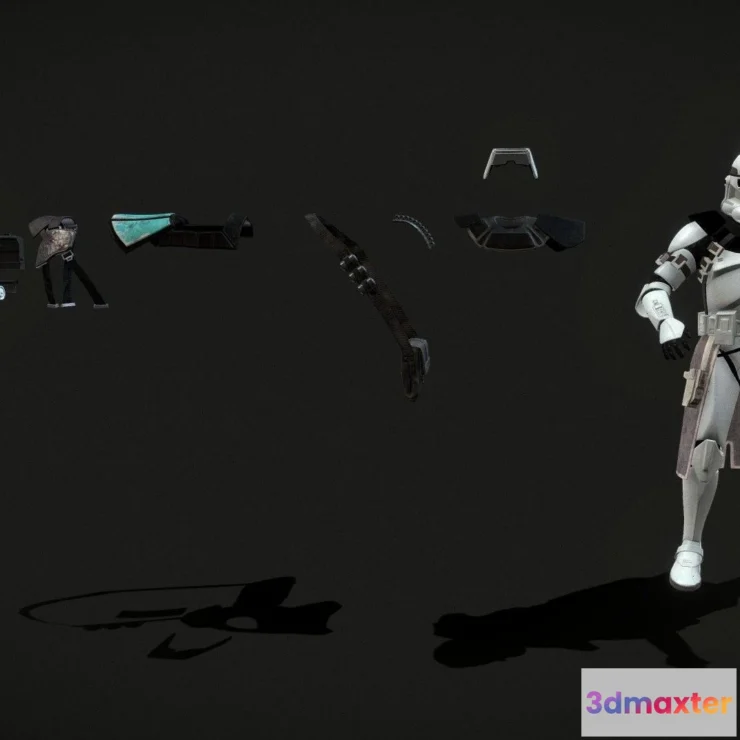 1531528 - PBR Game 3D Models - Clear Standard Clone Trooper 3D Max