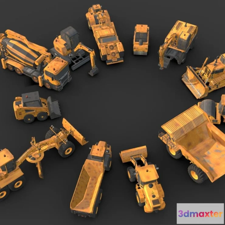 1531542 - PBR Game 3D Models - Construction Vehicles Pack 3D Max