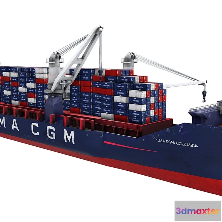 1531544 - PBR Game 3D Models - Container Cargo Ship Cma Cgn Livery 3D Max