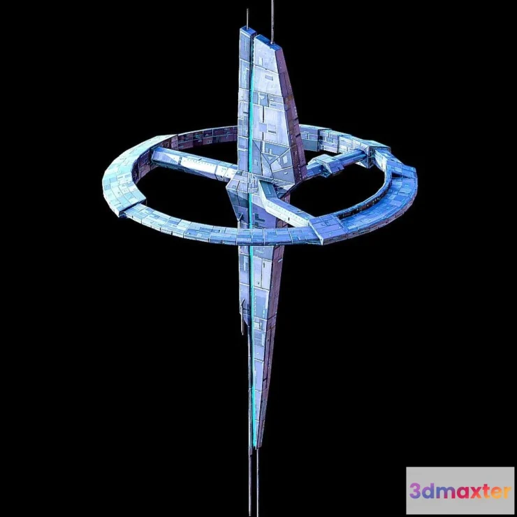 1531598 - PBR Game 3D Models - Dagger Spaceship Station 3D Max