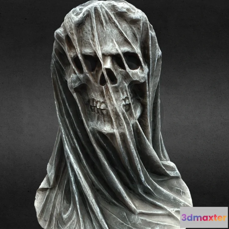 1531634 - PBR Game 3D Models - Death Skull In Veil 3D Max