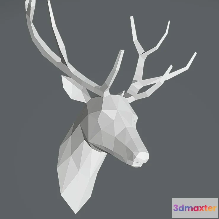1531638 - PBR Game 3D Models - Deer Stag Trophy Low Poly Paper Model 3D Max