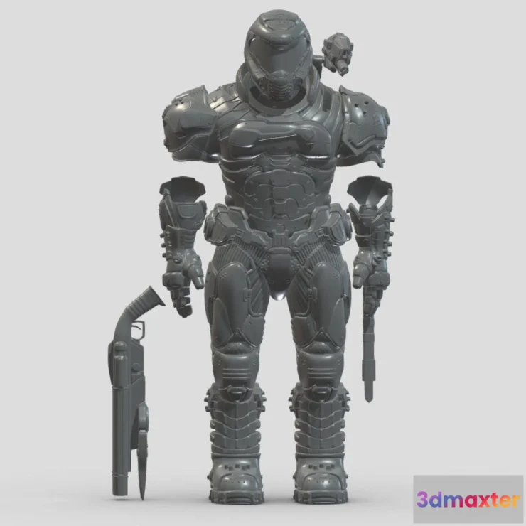 1531658 - PBR Game 3D Models - Doom Eternal Slayer Set 3D Print Customize Size 3D Max