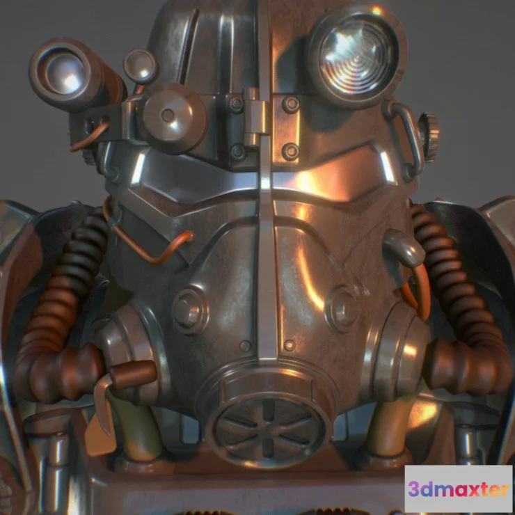 1531722 - PBR Game 3D Models - Fallout T 45D Power Armor For Cosplay 3D Max