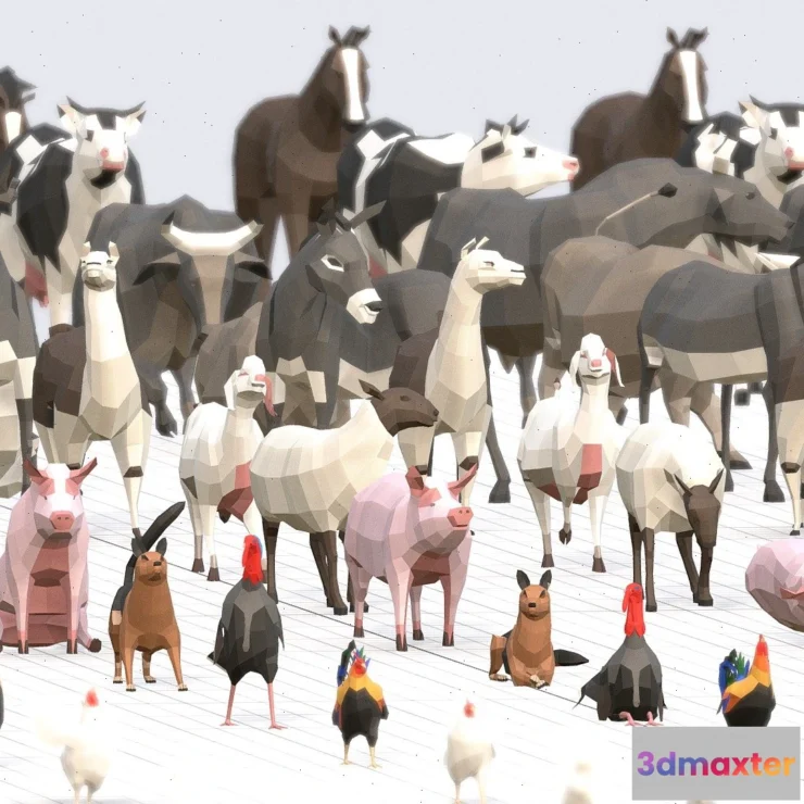 1531732 - PBR Game 3D Models - Farm Animals Pack 3D Max