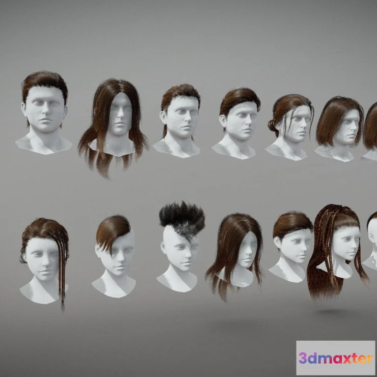 1531774 - PBR Game 3D Models - G2 Haircard Collection 02 3D Max