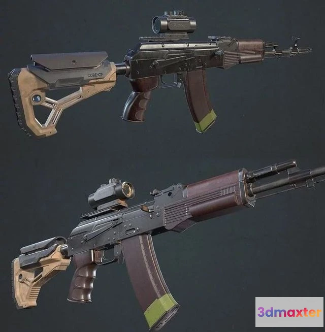 1531856 - PBR Game 3D Models - AK 74 customized 3D Max