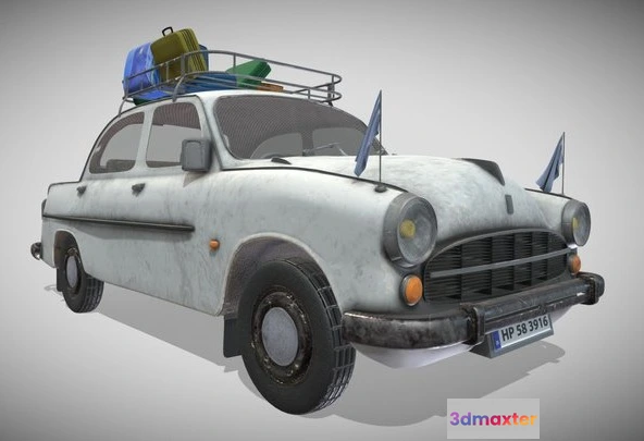 1531866 - PBR Game 3D Models - Ambassador Car India 3D Max
