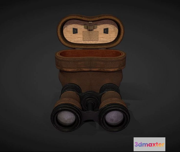 1531902 - PBR Game 3D Models - Antique Binoculars with Case 3D Max