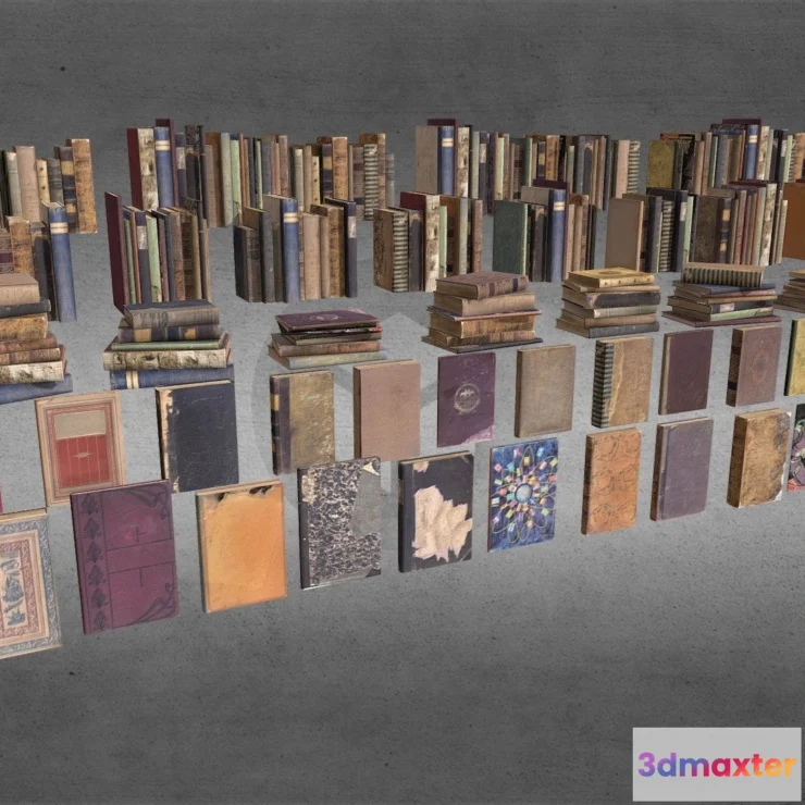1531904 - PBR Game 3D Models - Antique Book Set 3D Max