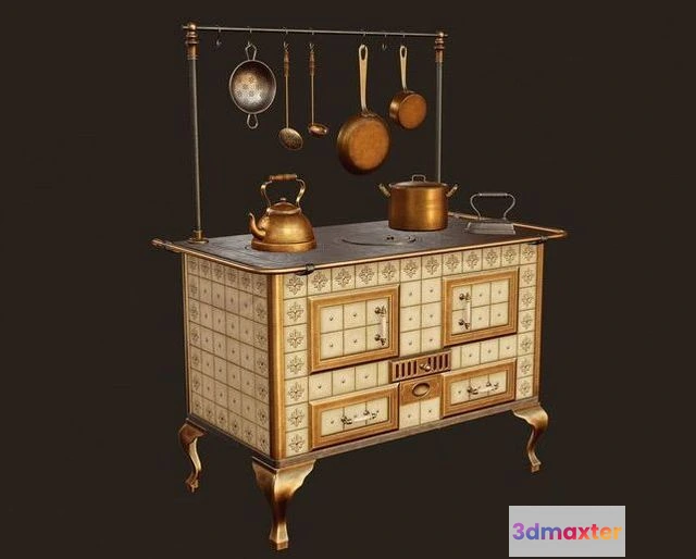 1531918 - PBR Game 3D Models - Antique Stove 3D Max