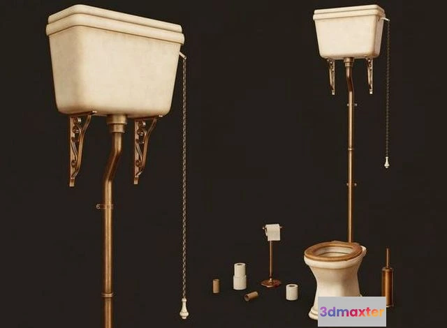 1531924 - PBR Game 3D Models - Antique Toilet 3D Max