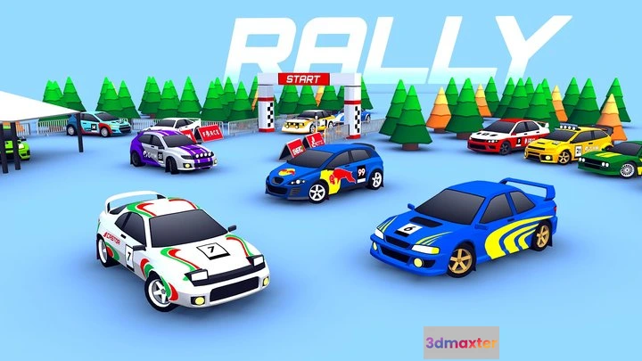 1531928 - PBR Game 3D Models - ARCADE Rally Cars 3D Max