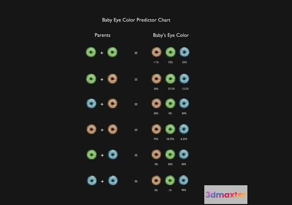 1531956 - PBR Game 3D Models - Baby Eye Color Predictor Chart 3D Max