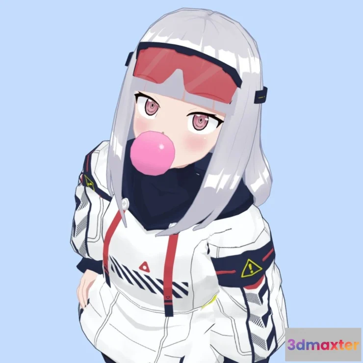 1532036 - PBR Game 3D Models - Blu Anime Girl Character 3D Max