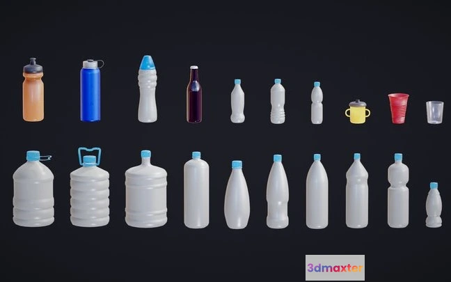 1532056 - PBR Game 3D Models - Bottle Pack   20 In 1 3D Max