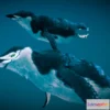 1532142 - PBR Game 3D Models - Chinstrap Penguin ( Underwater ) 3D Max